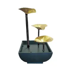 ALPHA - Fuente De Mesa Cascada De Agua Feng Shui 3 Niveles Hojas