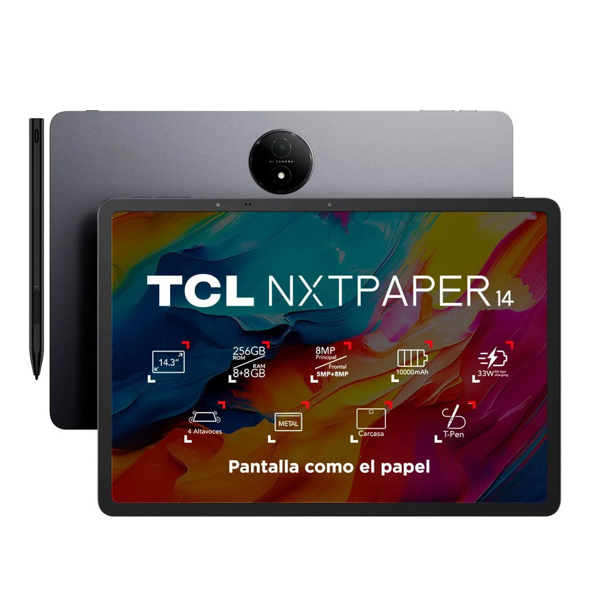 TCL - Tablet TCL NXTPAPER 14 256GB + 8GB Lápiz + Flip Case