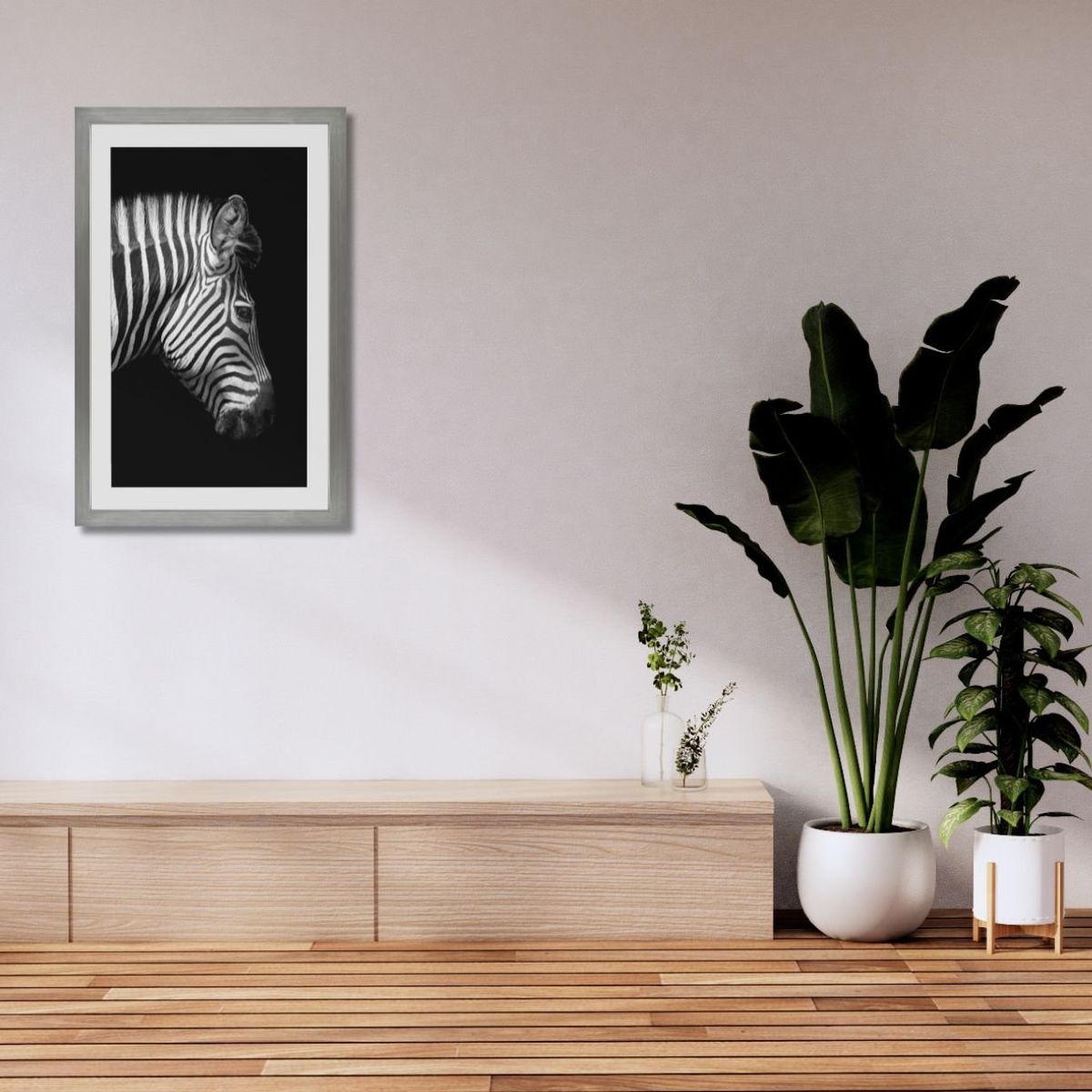 RONDA - Cuadro Lamina Zebra Fondo Negro 40x60 cm