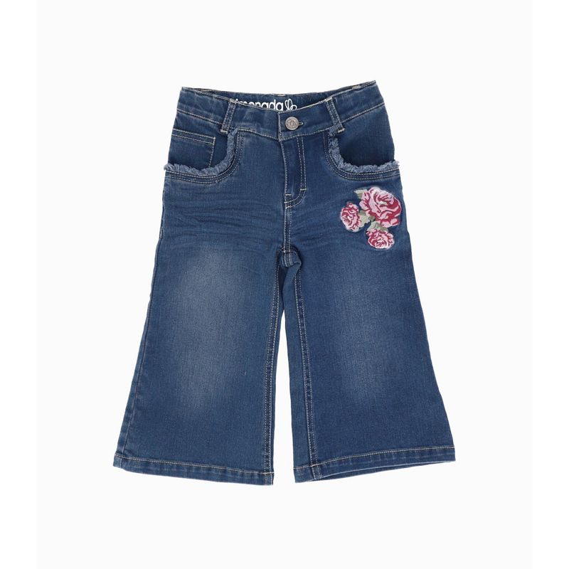 LIMONADA - Jeans bebé acampanados con bordado azul marino Limonada
