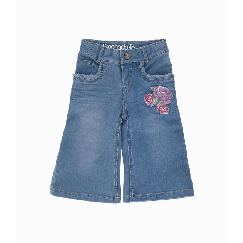 LIMONADA - Jeans bebé acampanados con bordado celeste Limonada