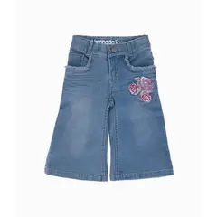 LIMONADA - Jeans bebé acampanados con bordado celeste