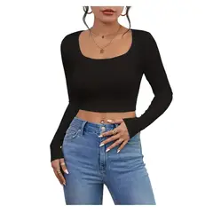 GARSIL - Crop Top Corto Para Mujer De Manga Larga - Polera Corta