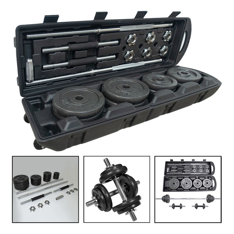 GENERICO - Set Mancuernas Barras Extendibles Kit De 50 Kg Con Maleta