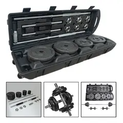 GENERICO - Set Mancuernas Barras Extendibles Kit De 50 Kg Con Maleta