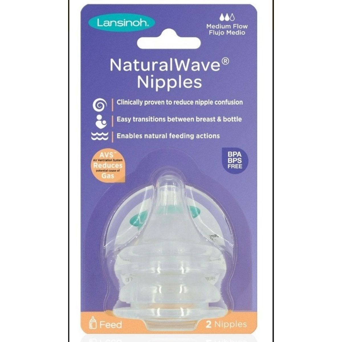 LANSINOH - Tetina Natural Wave Repuestos Lansinoh 2unid Fluido MEDIO