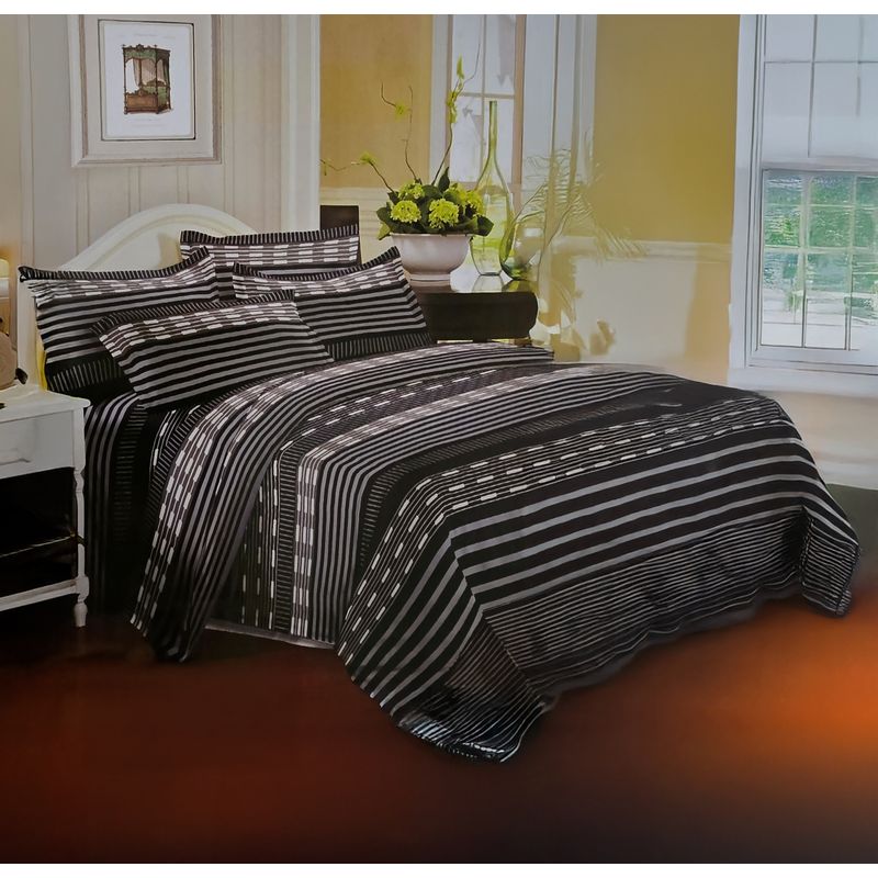 ARMONIA - Sábana 1.5 Plazas 800 Hilos Diseño Americano Negro 802