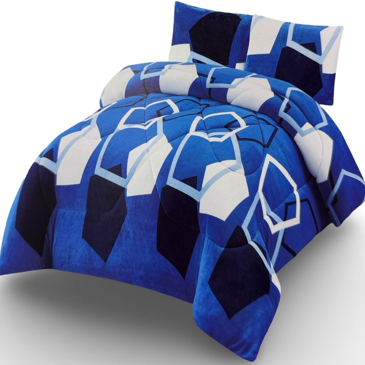 GENERICO - CUBRECAMA CON CHIPORRO INVIERNO 2 PLAZAS AZUL