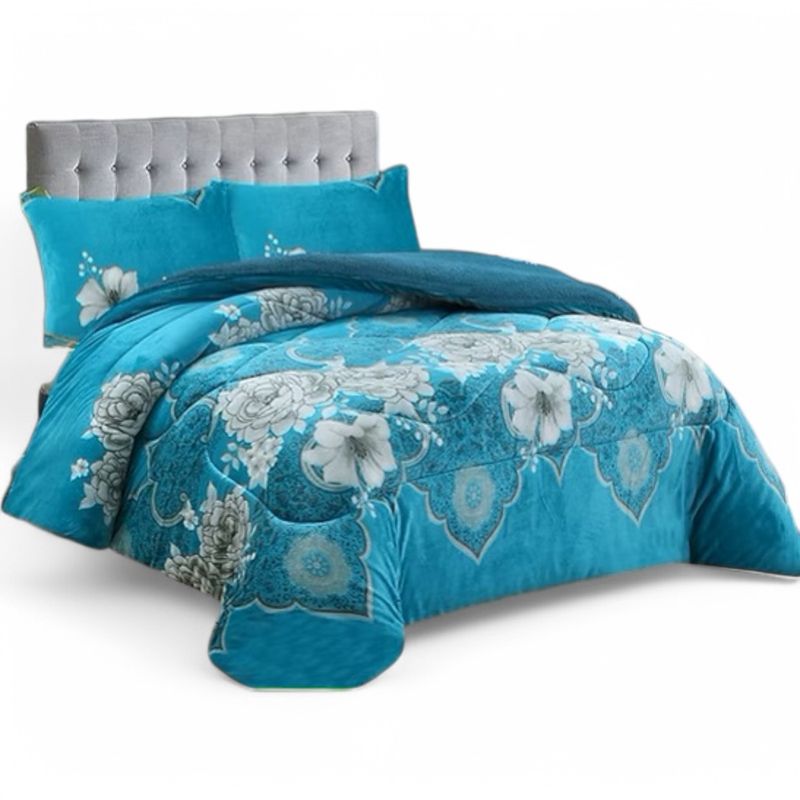 GENERICO - Cobertor De Invierno Plush Con Chiporro 2 Plaza + 2 Fundas Almohadas