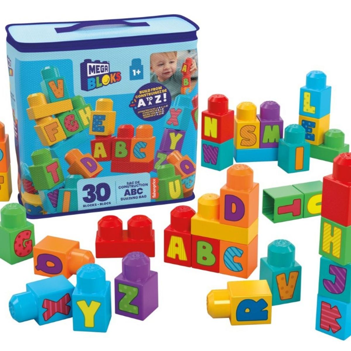 MEGA BLOCKS - Mega Bloks Bloques Construcción Aprendizaje 30 Pzs + Bolsa