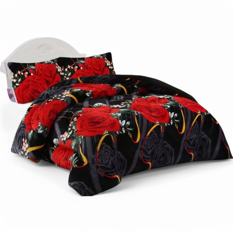 GENERICO - Cobertor De Invierno Plush Con Chiporro 2 Plaza + 2 Fundas Almohadas