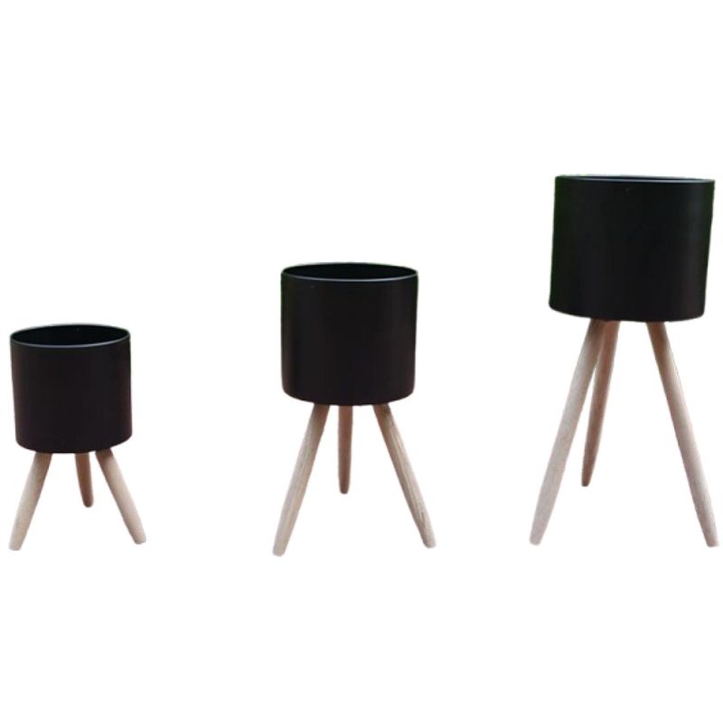 GENERICO - Maceteros Modernos Pack 3 Unidades Negro