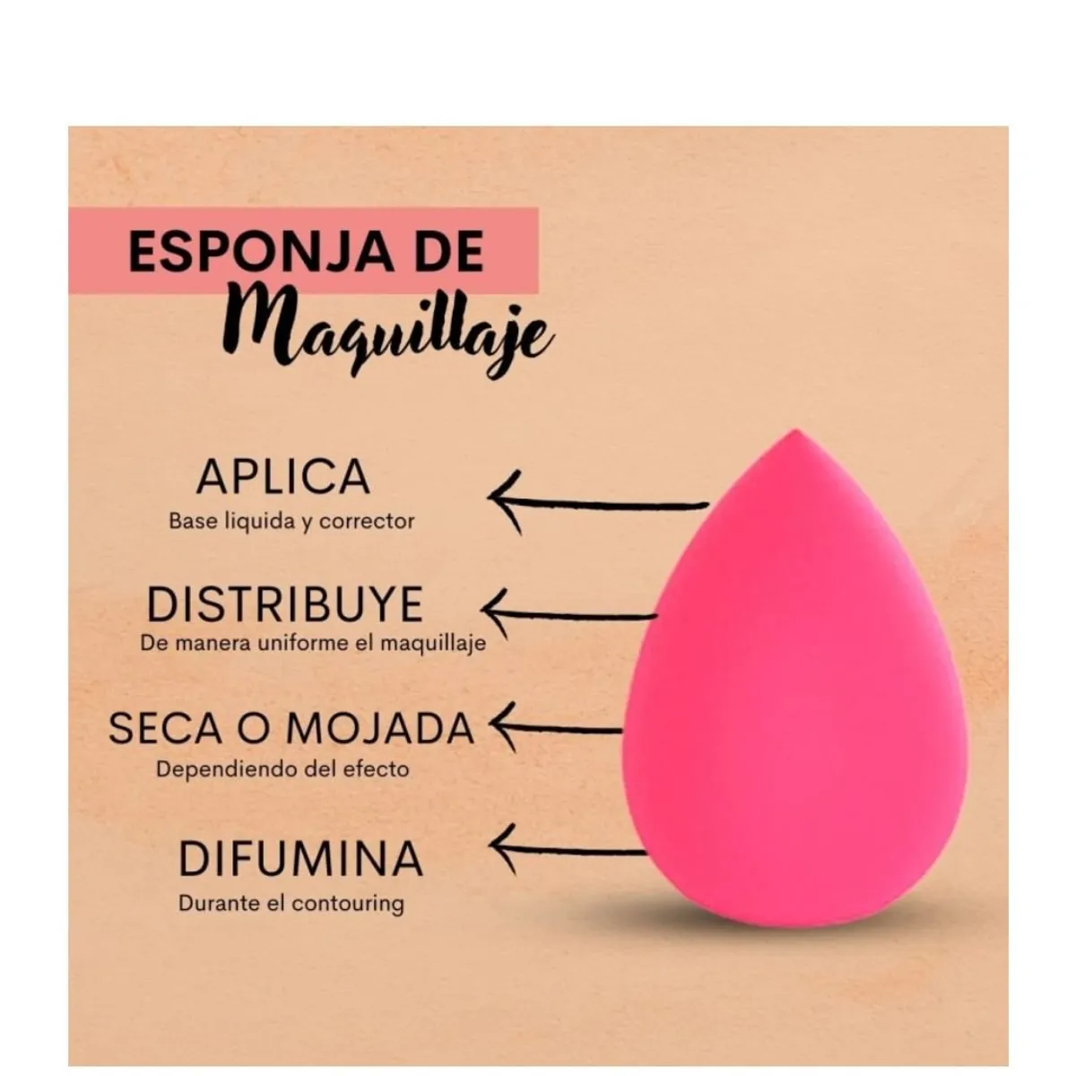 GENERICO - Esponja profesional de maquillaje en beauty blender