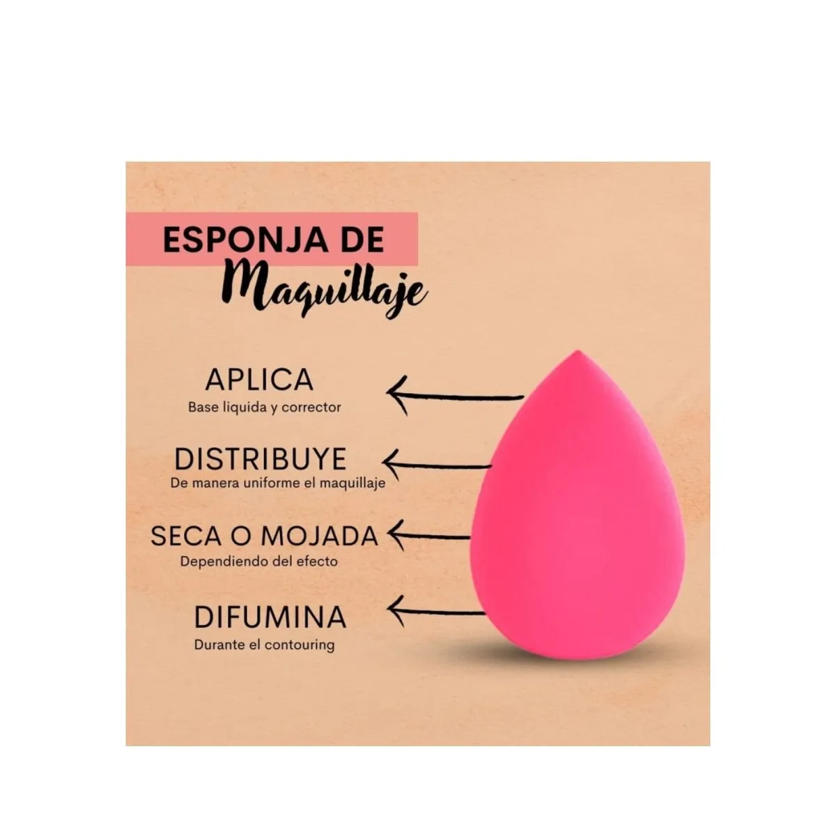 GENERICO - Esponja profesional de maquillaje en beauty blender