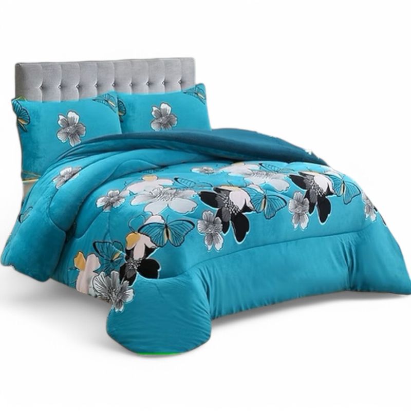 GENERICO - Cobertor De Invierno Plush Con Chiporro 2 Plaza + 2 Fundas Almohadas