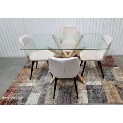 GENERICO - Comedor Barcelona Fiori P.N. Beige 4 Sillas Rectangular