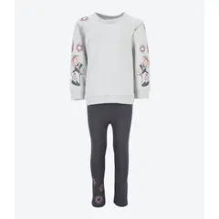 4KIDS - Conjunto niña con flores gris 4 Kids