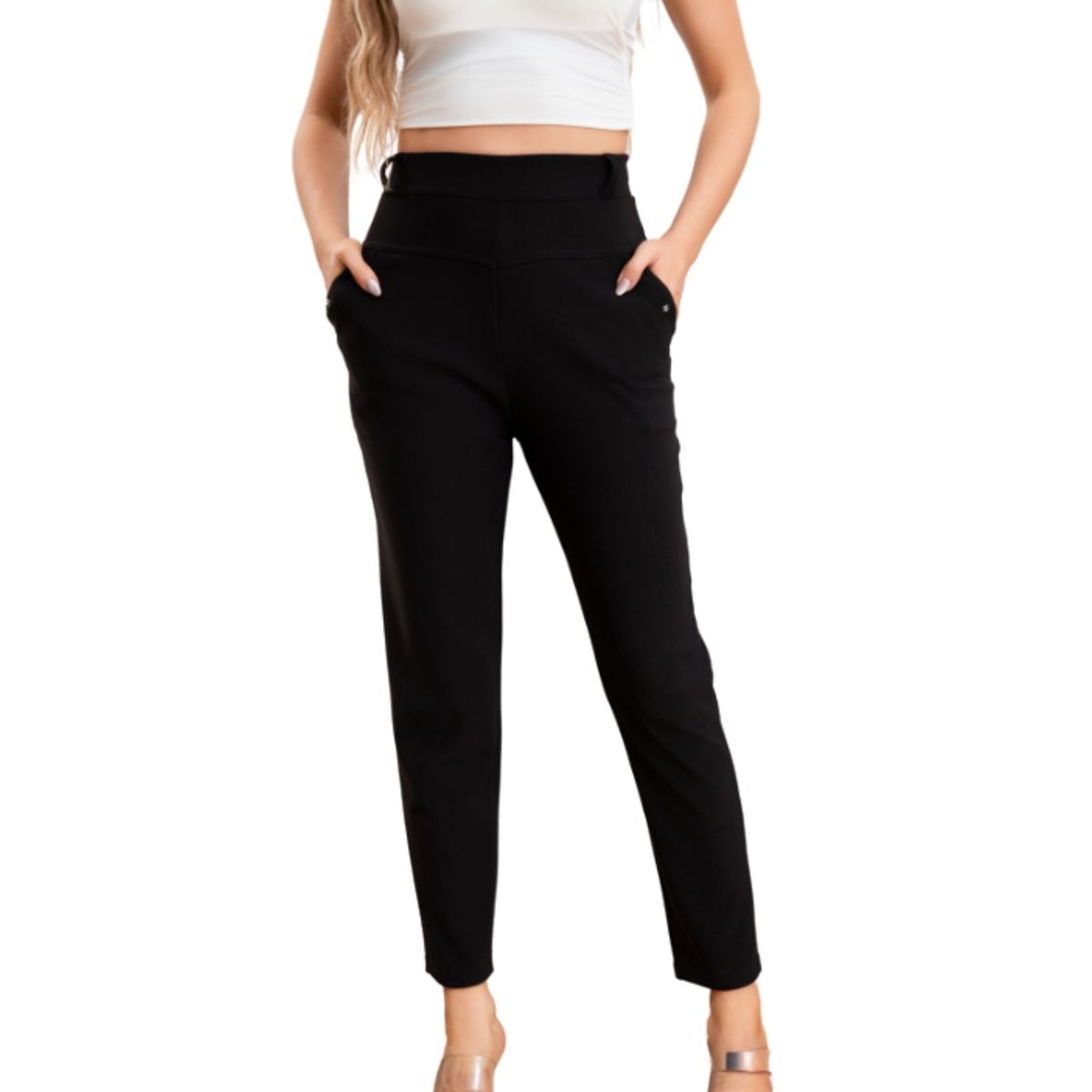 LIKE SHOP - Pantalón Vestir Mujer Semi Formal Calza Pitillo Tiro Alto 7008