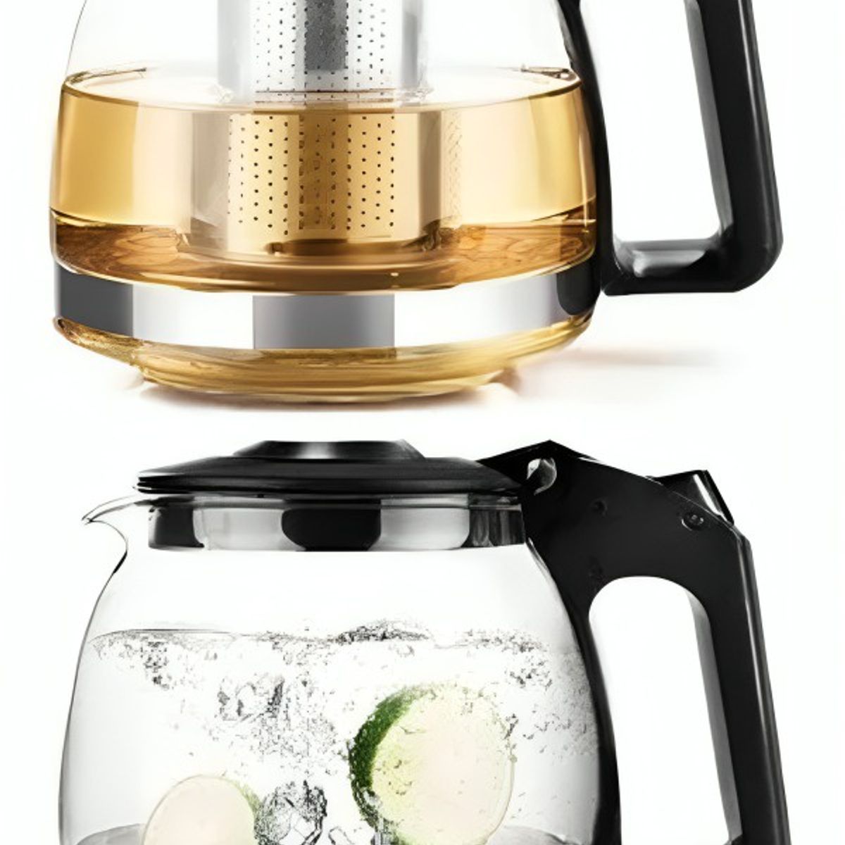 GENERICO - TETERA DE VIDRIO CON SET 4 TAZAS ROSADO