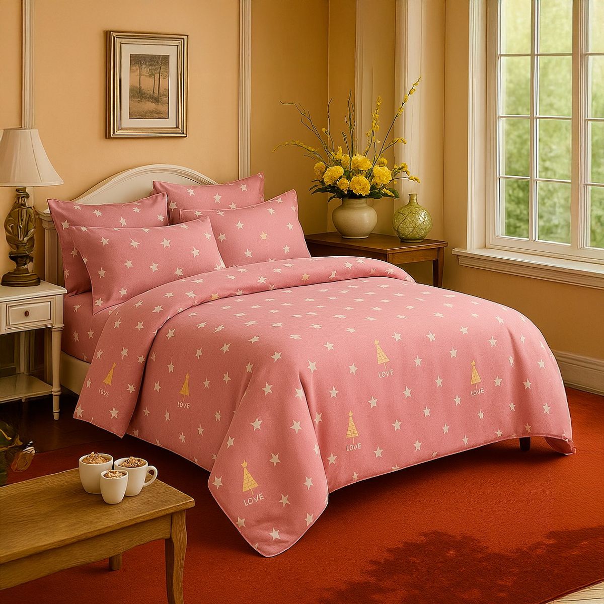 ARMONIA - Sábana 2 Plazas 800 Hilos Diseño Americano Rosa 810