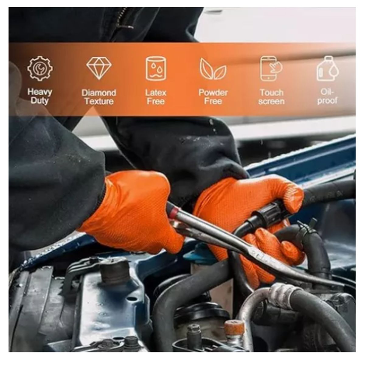 GENERICO - Guantes Bienok Naranja L Diamantado 8.0 Grs Profesional 50 Uni