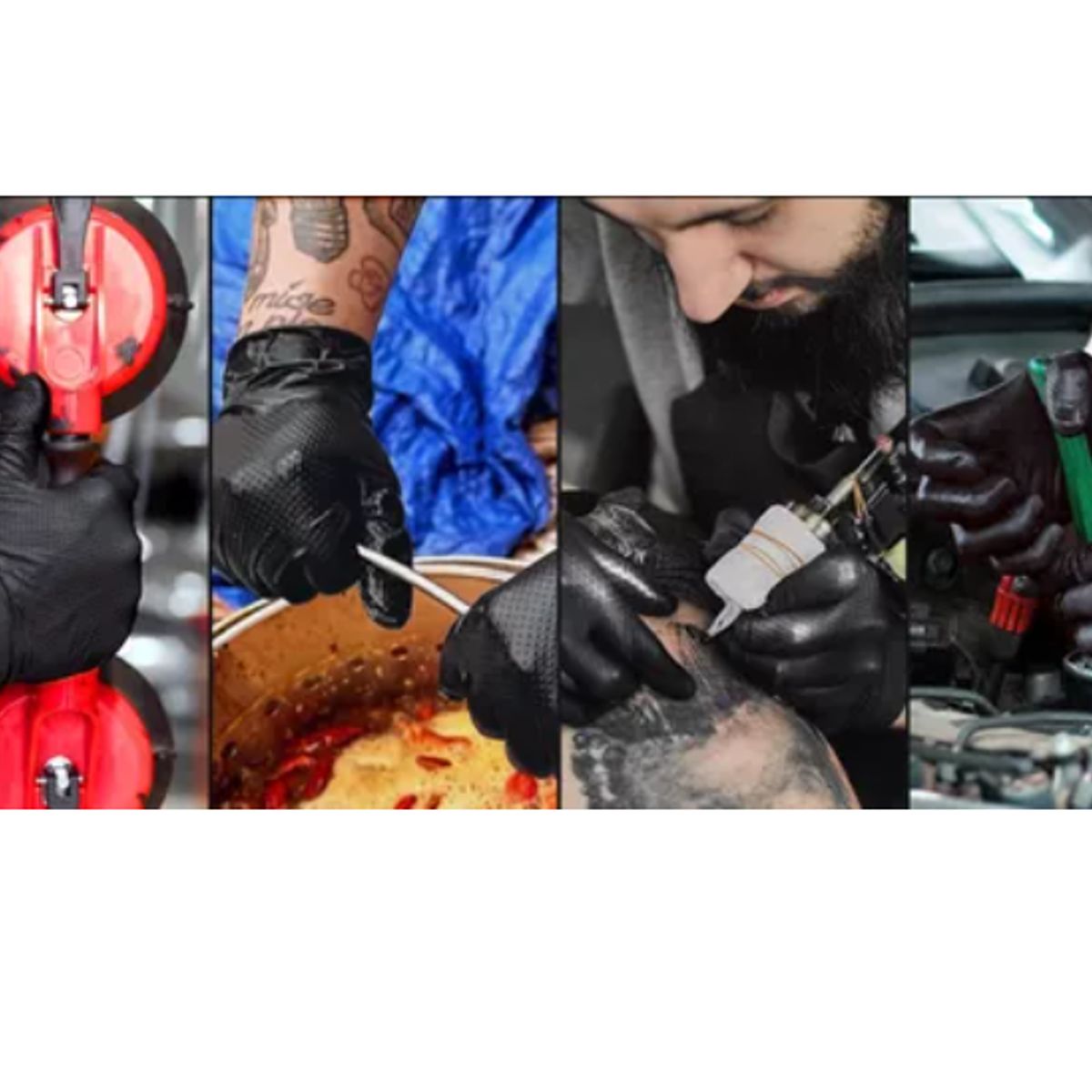 GENERICO - Guantes Bienok Negro L Diamantado 8.0 Grs Profesional 50 Uni Negro L