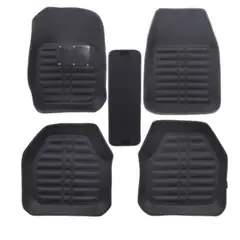 GENERICO - Alfombra Para Auto En Eco-cuero Negro, Set X 5 Piezas