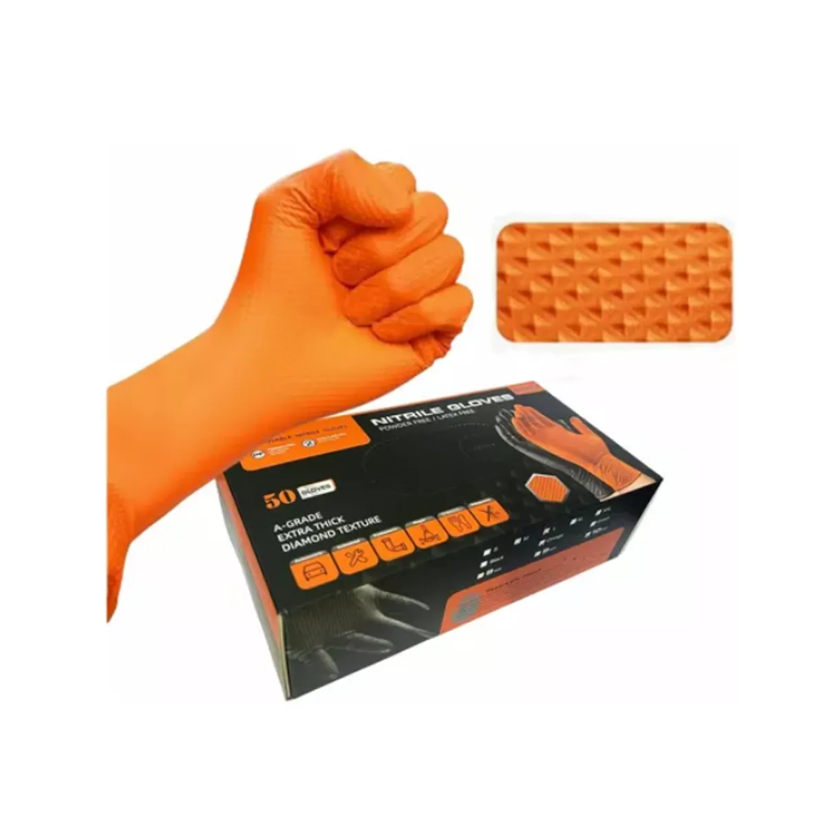 GENERICO - Guantes Bienok Naranjo L Diamantado 8.0 Grs Profesional 50  L