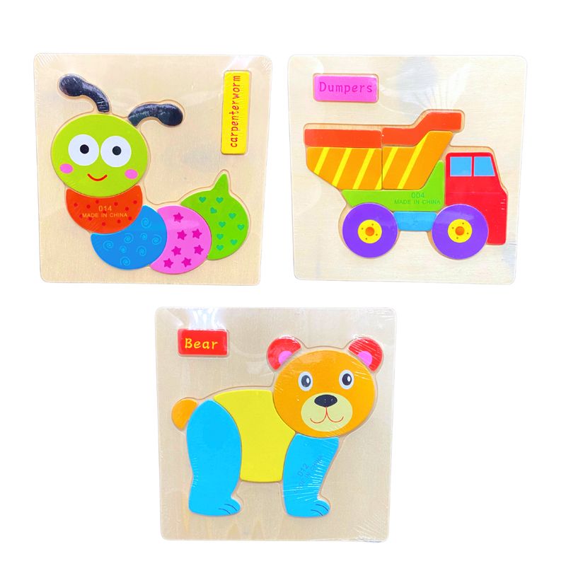 GENERICO - Rompecabezas Puzzle Surtidos Didácticos De Madera Pack 3