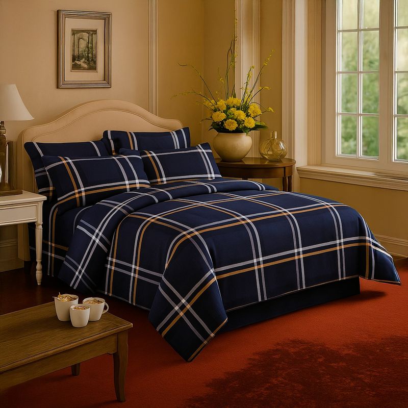 ARMONIA - Sábana 1.5 Plazas 800 Hilos Diseño Americano Azul 803