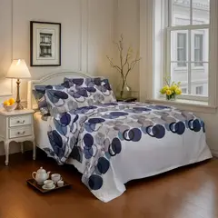 ARMONIA - Sábana 1.5 Plazas 800 Hilos Diseño Americano Azul 801