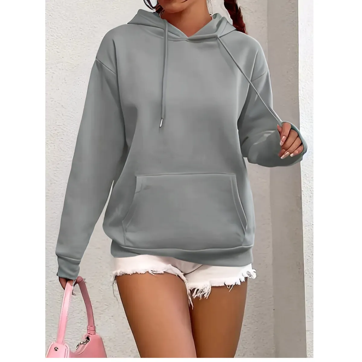 LIKE SHOP - Polerón Canguro Mujer Algodón Bolsillo Verano Colores 7537