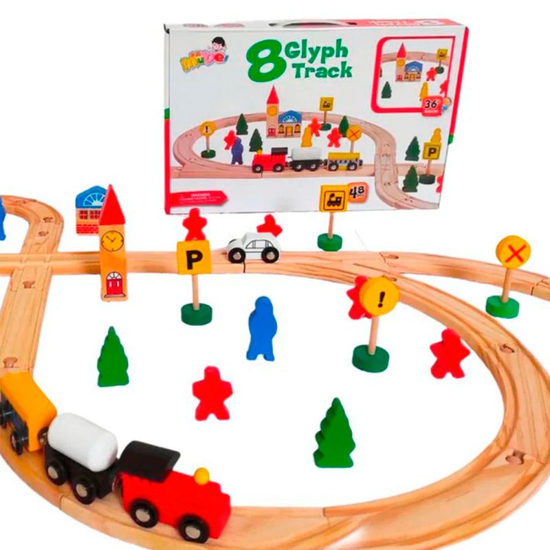 GENERICO - Pista de Tren de Madera Juguete Didactico Infantil de 48 Piezas