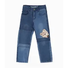 LIMONADA - Jeans niña patchwork con oso azul marino