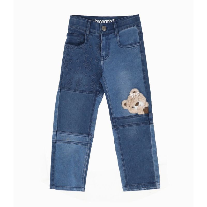 LIMONADA - Jeans niña patchwork con oso azul marino Limonada