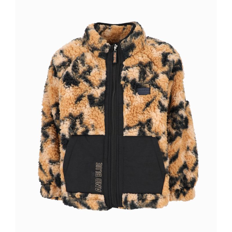 BLACK AND BLUE - Polerón niño sherpa camel Black and Blue