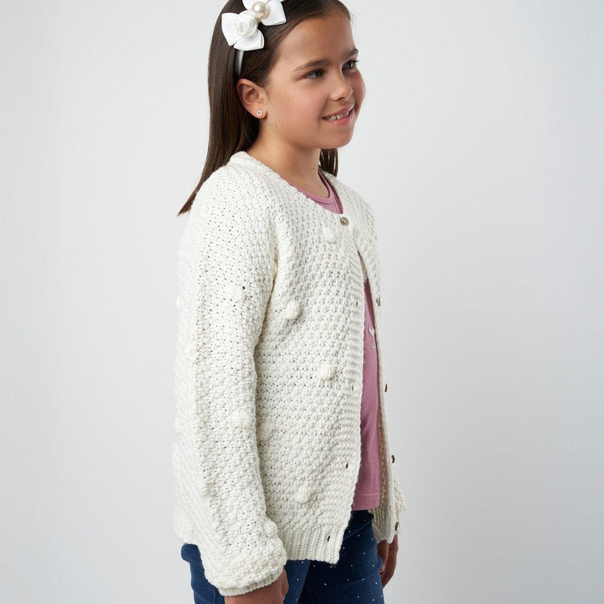 LIMONADA - Chaleco niña tejido blanco Limonada