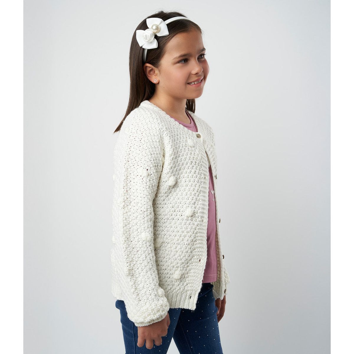 LIMONADA - Chaleco niña tejido blanco Limonada