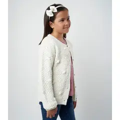 LIMONADA - Chaleco niña tejido blanco