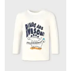 BLACK AND BLUE - Polera bebés con dinosaurios blanco