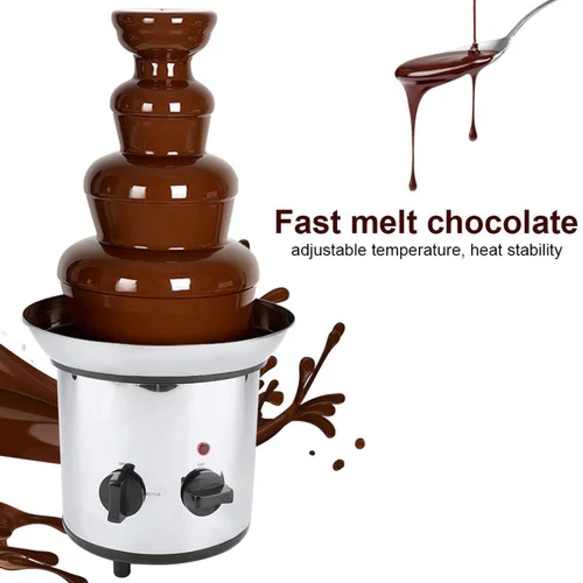 MOVI - FUENTE DE CHOCOLATE FONDUE ACERO INOXIDABLE 4 NIVELES
