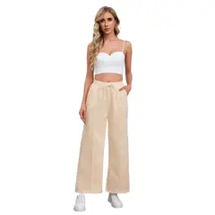 MPROPIA - Pantalón Mujer Pierna Ancha Wide Frizado Otoño Invierno 7125