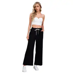 MPROPIA - Pantalón Mujer Pierna Ancha Wide Frizado Otoño Invierno 7125