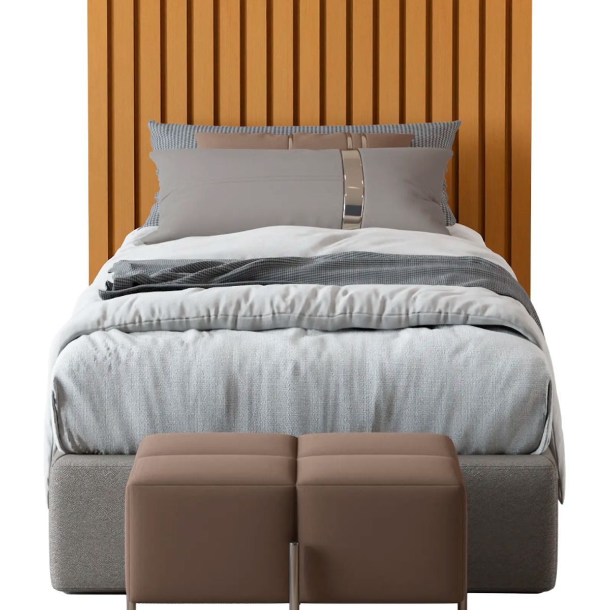 BE DESIGN - Respaldo De Madera Panel Single Caramelo