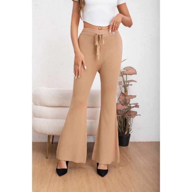 MPROPIA - Pantalon Calza Mujer Flare Lanilla Tiro Alto Full Elasticado 5050
