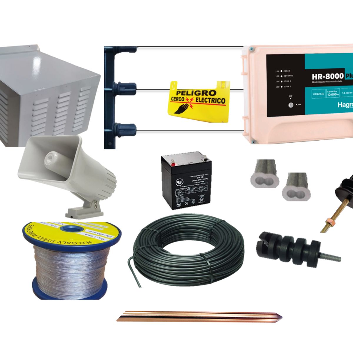 GENERICO - Kit 210 Metros Cerco Electrico Hagroy HR-8000