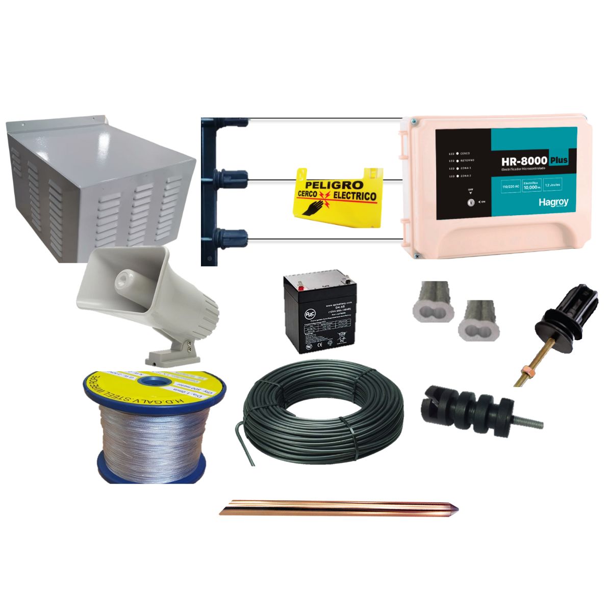 GENERICO - Kit 210 Metros Cerco Electrico Hagroy HR-8000
