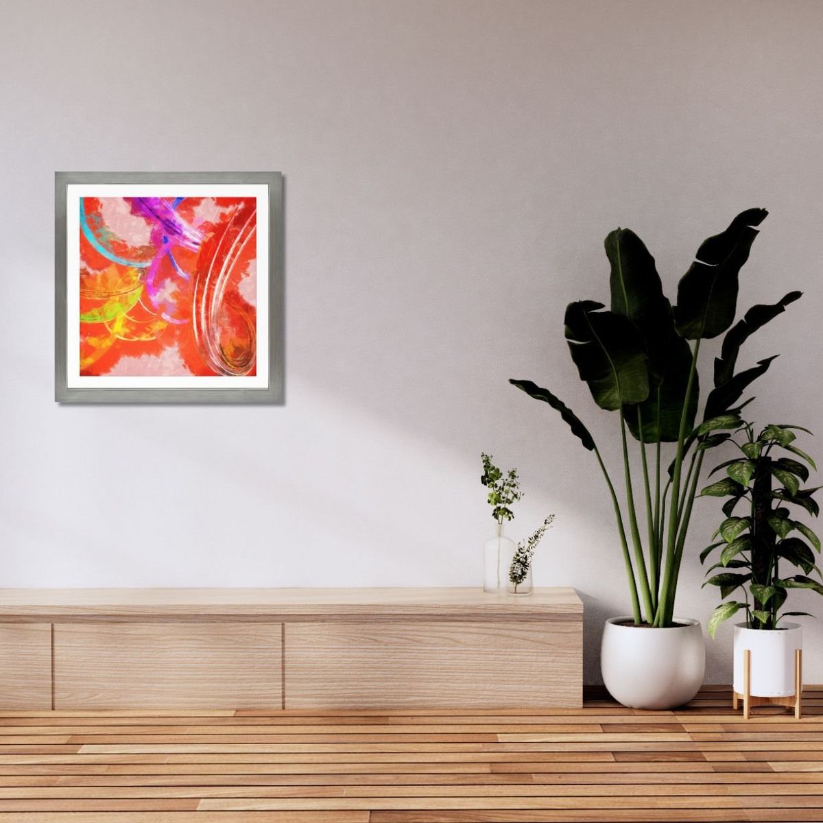 RONDA - Cuadro Lamina Moderna abstracto rojo 50x50 cm