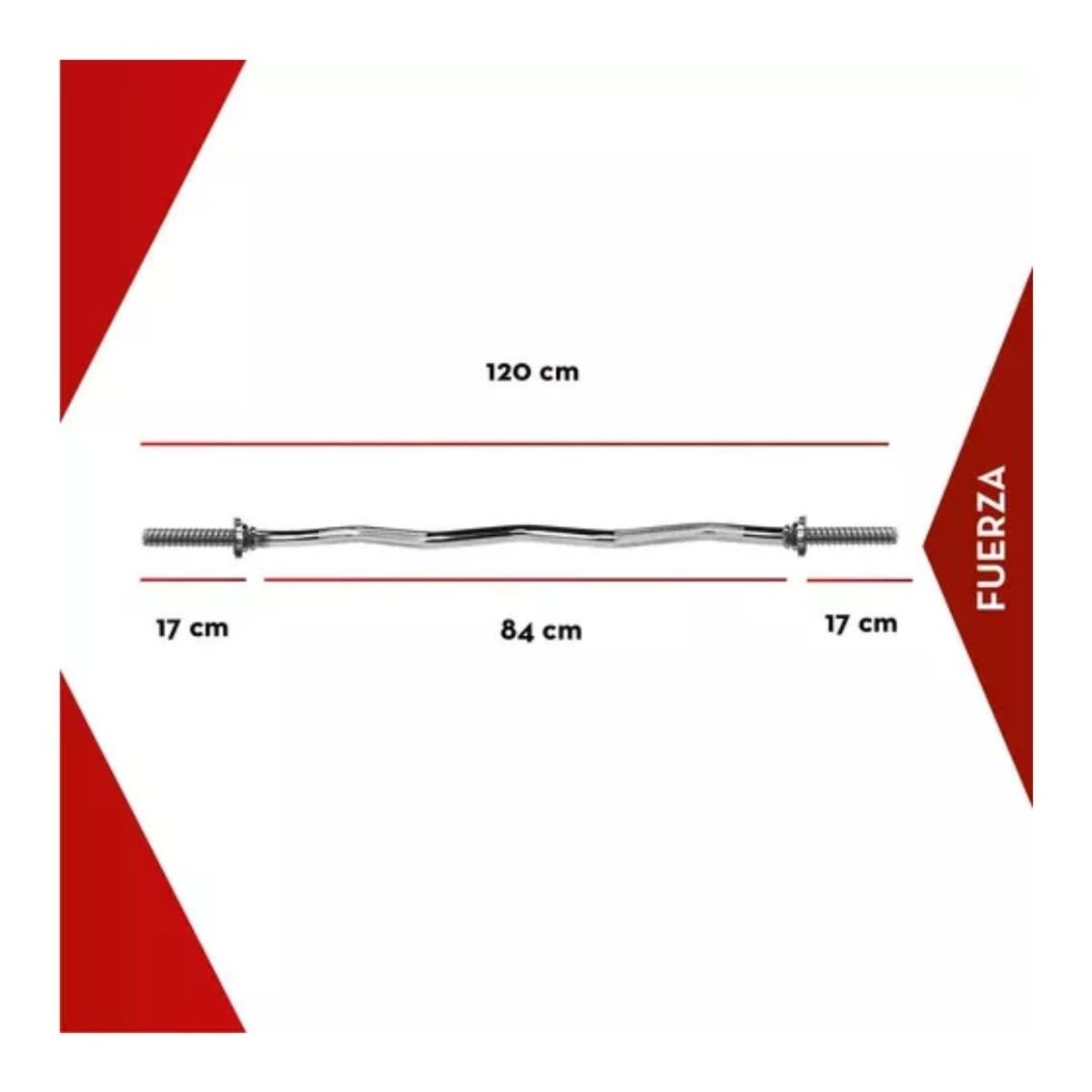 GENERICO - Barra Z 120cms Cromada Para Discos De Pesas Preolimpica Gym