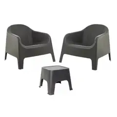 LUMAX - Sillon Individual Negro Plastico x2 + Mesa Auxiliar